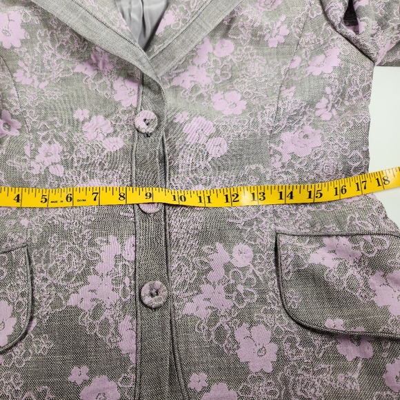 Woman's Lourdes Chavez Lavender and Gray Floral Wool Blazer- Size 8 - Picture 12 of 12